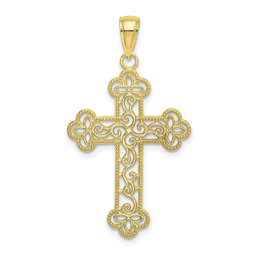 Million Charms 10K Yellow Gold Themed Textured & Beaded Edge Charm