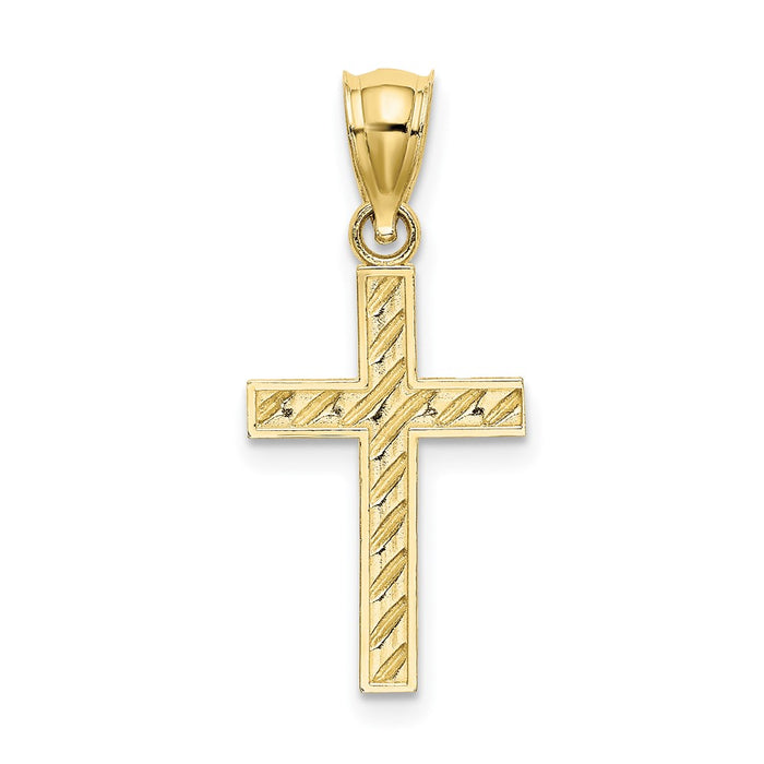 Million Charms 10K Yellow Gold Themed Beaded, Polished Relgious Cross Charm