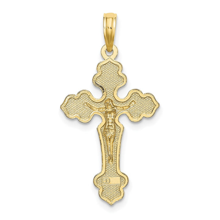 Million Charms 10K Yellow Gold Themed Relgious Crucifix With Fancy Tips Charm