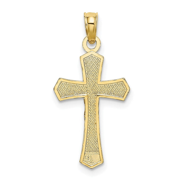 Million Charms 10K Yellow Gold Themed Relgious Crucifix With Beveled Edges Charm