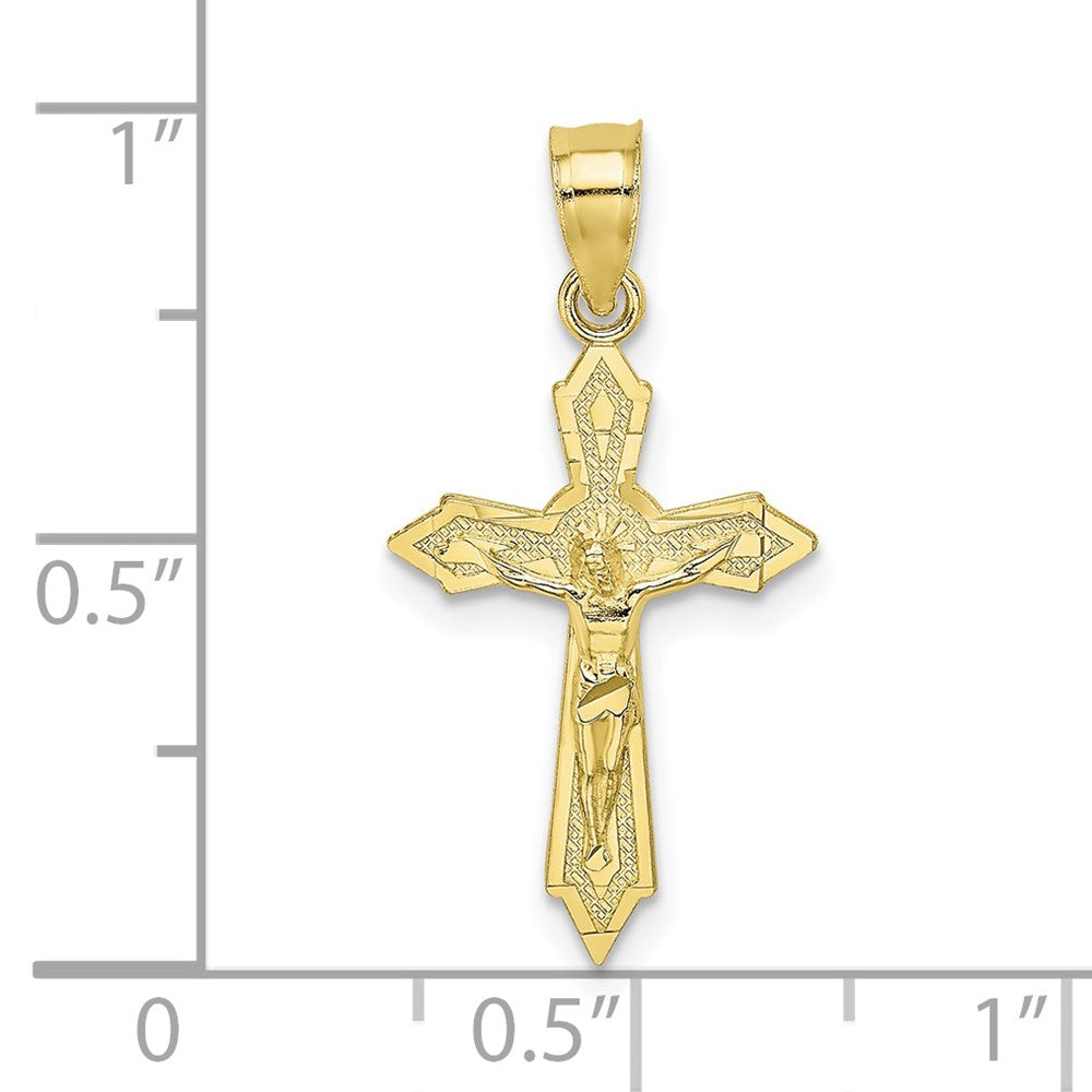 Million Charms 10K Yellow Gold Themed With Arrow Pointed Ends Relgious Crucifix Charm