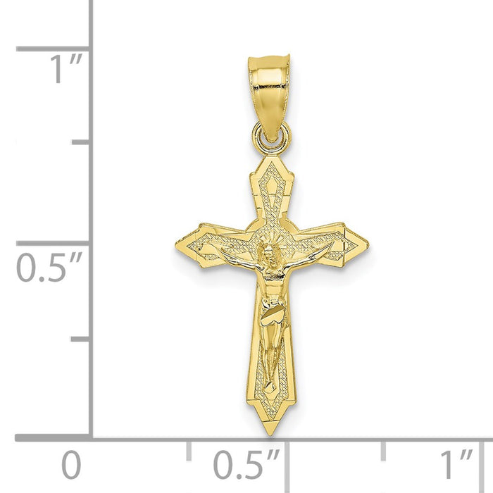 Million Charms 10K Yellow Gold Themed With Arrow Pointed Ends Relgious Crucifix Charm