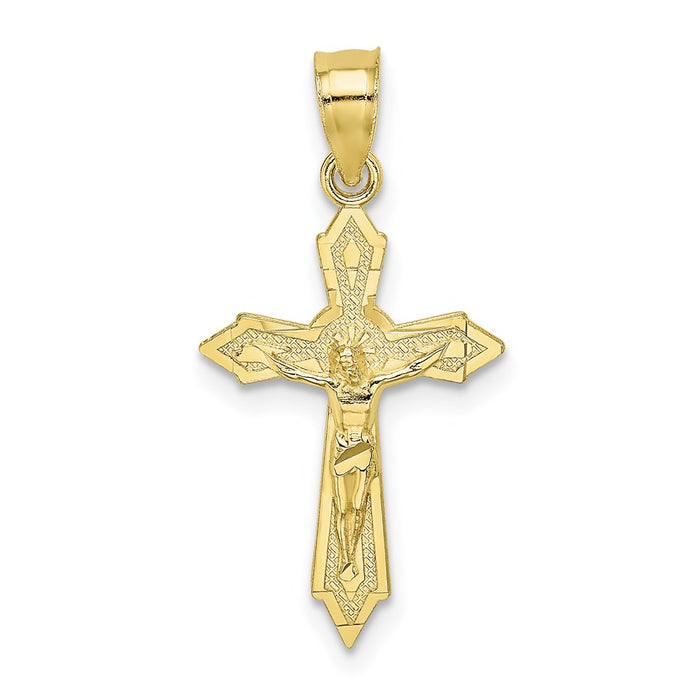 Million Charms 10K Yellow Gold Themed With Arrow Pointed Ends Relgious Crucifix Charm