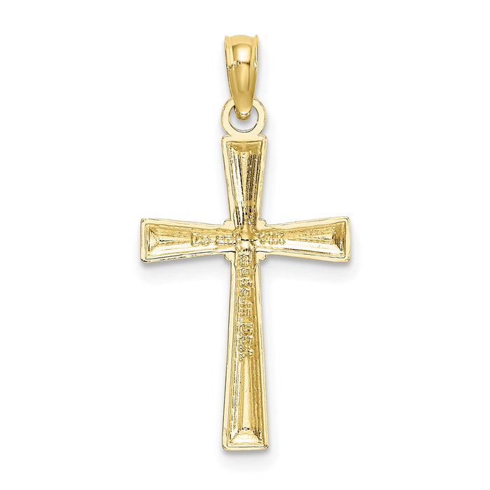 Million Charms 10K Yellow Gold Themed Diamond-Cut & Textured Relgious Cross Charm