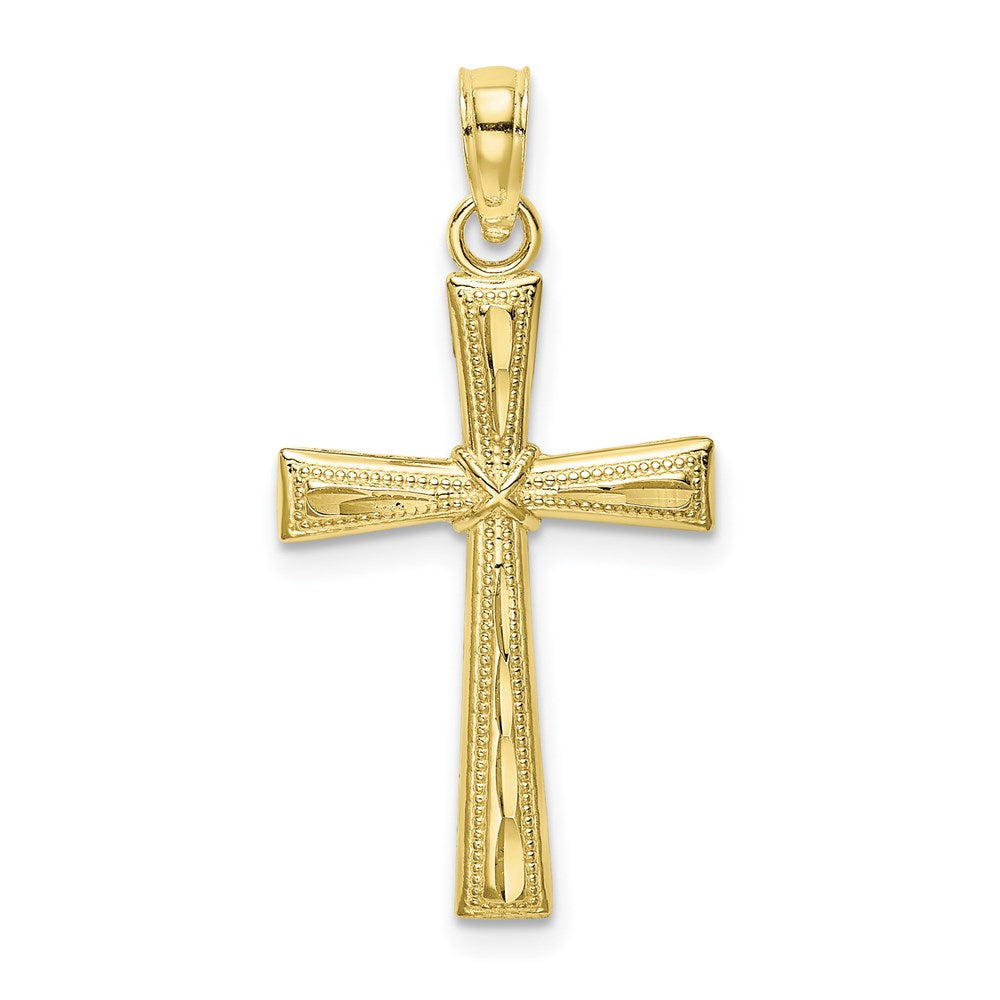 Million Charms 10K Yellow Gold Themed Diamond-Cut & Textured Relgious Cross Charm