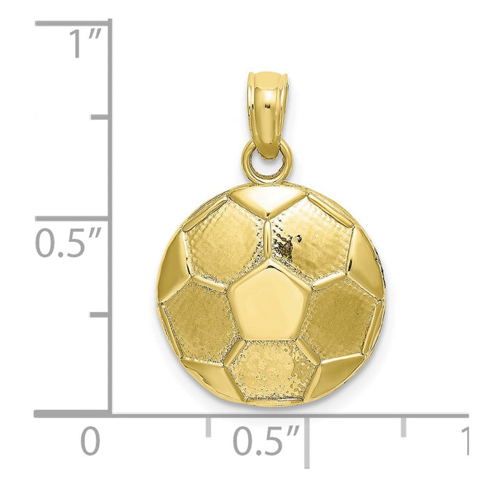 Million Charms 10K Yellow Gold Themed 2-D Engraveable Sports Soccer Ball Charm