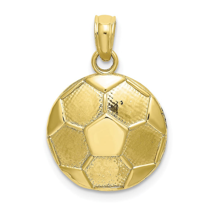 Million Charms 10K Yellow Gold Themed 2-D Engraveable Sports Soccer Ball Charm