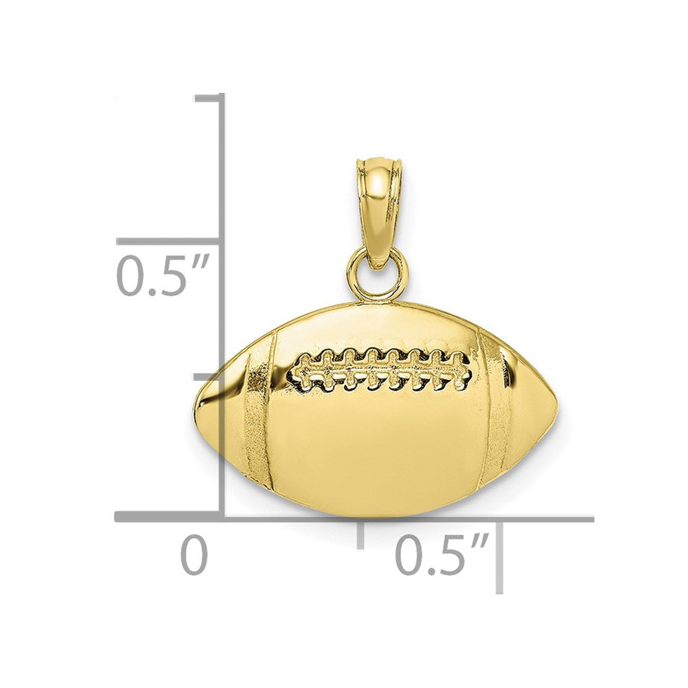 Million Charms 10K Yellow Gold Themed 2-D & Engraveable Sports Football Charm