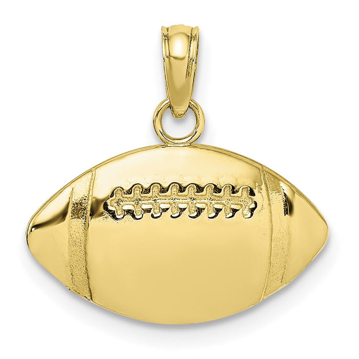 Million Charms 10K Yellow Gold Themed 2-D & Engraveable Sports Football Charm