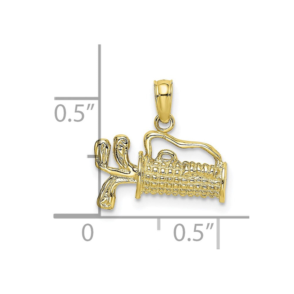Million Charms 10K Yellow Gold Themed Textured & Engraved Gold Themed Bag Charm