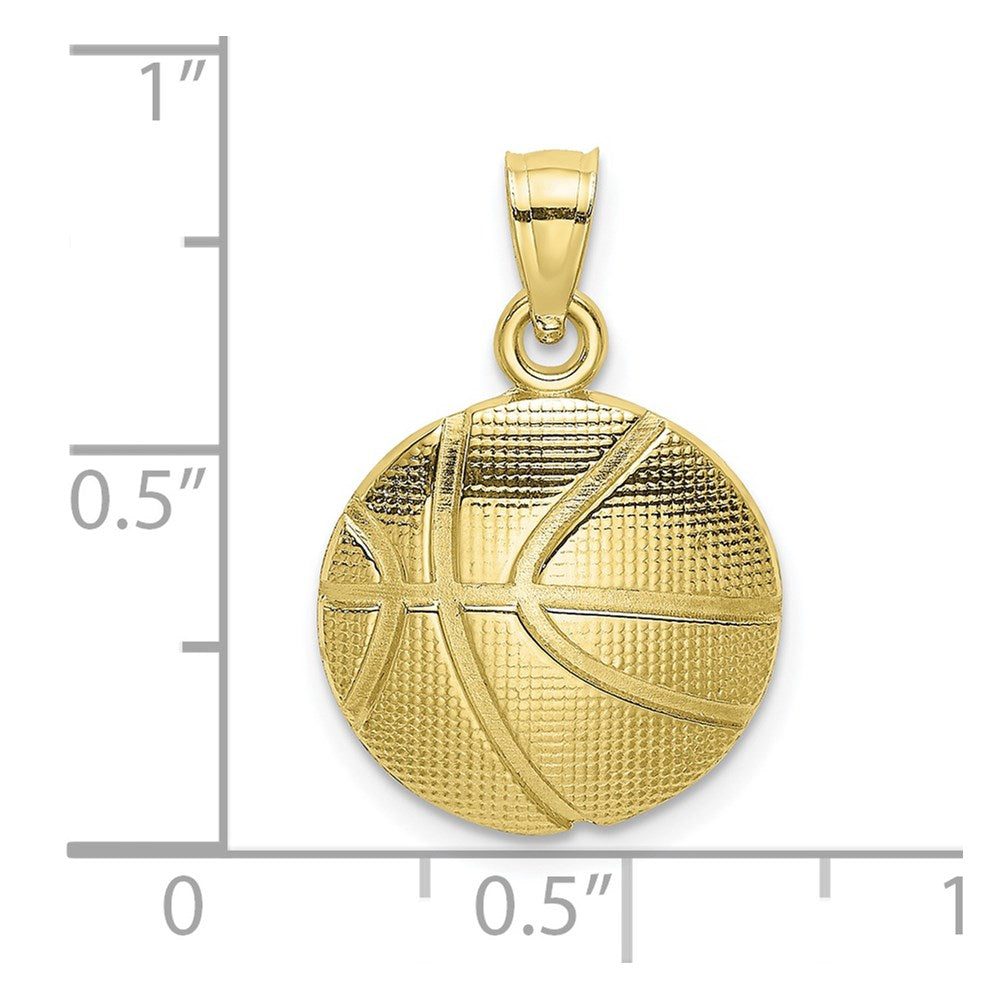 Million Charms 10K Yellow Gold Themed 2-D Textured Sports Basketball Charm