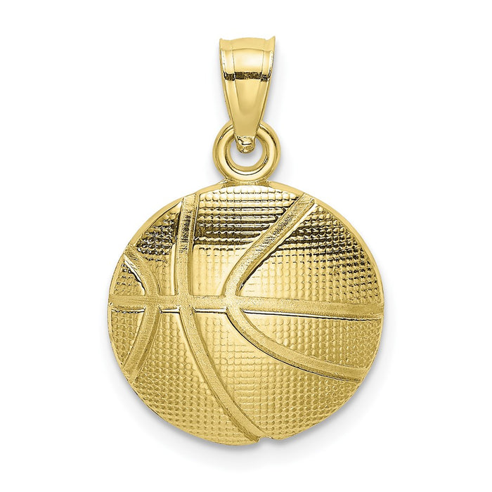 Million Charms 10K Yellow Gold Themed 2-D Textured Sports Basketball Charm
