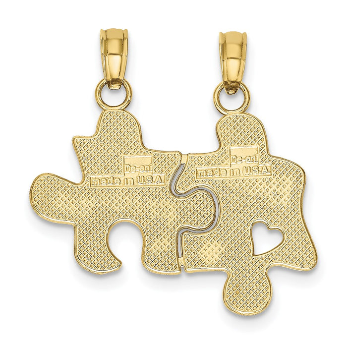 Million Charms 10K Yellow Gold Themed Best Friends Break-A-Part Puzzle Pieces Charm