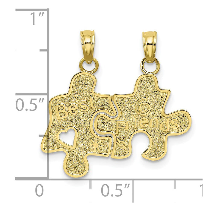 Million Charms 10K Yellow Gold Themed Best Friends Break-A-Part Puzzle Pieces Charm