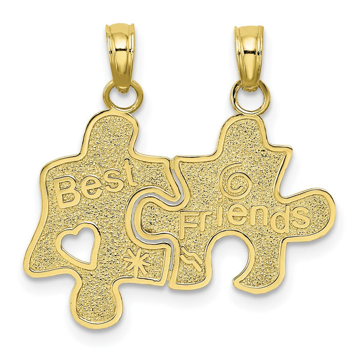 Million Charms 10K Yellow Gold Themed Best Friends Break-A-Part Puzzle Pieces Charm