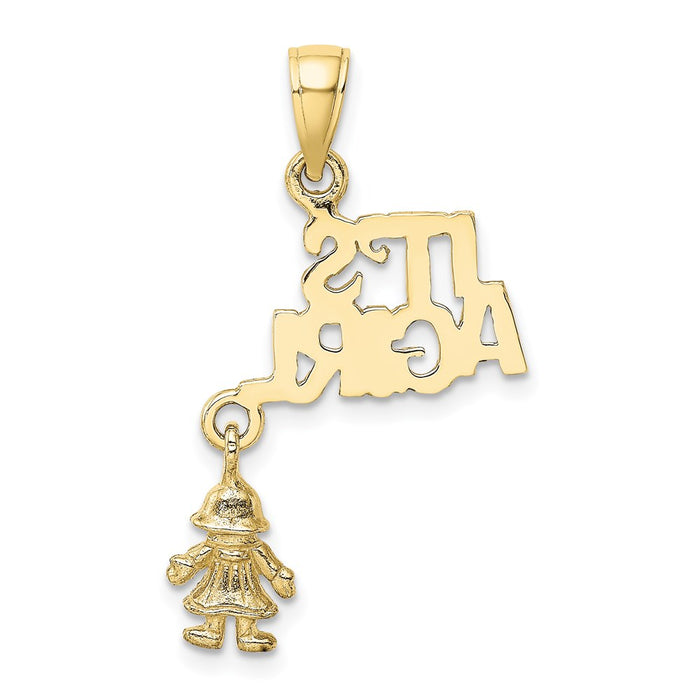 Million Charms 10K Yellow Gold Themed Moveable It'S A Girl With Doll