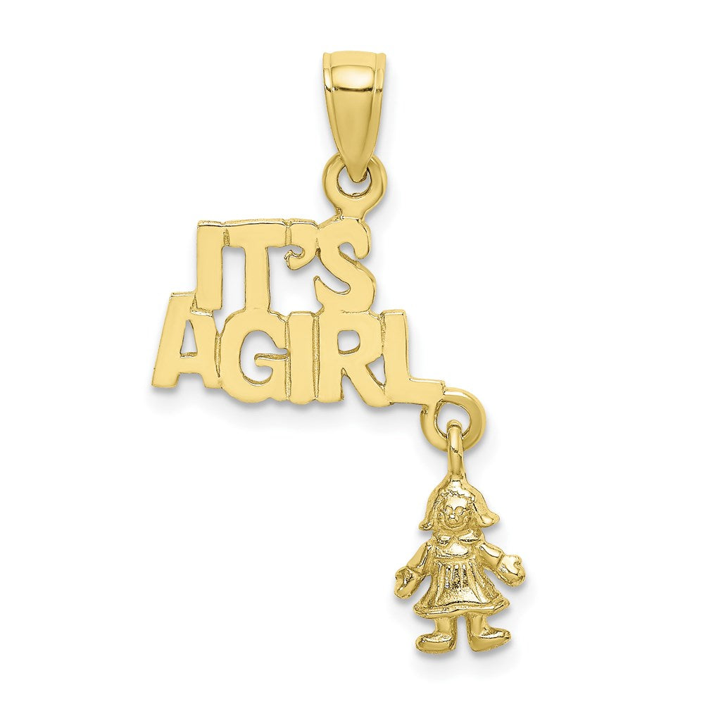 Million Charms 10K Yellow Gold Themed Moveable It'S A Girl With Doll