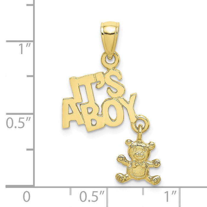 Million Charms 10K Yellow Gold Themed Moveable It'S A Boy With Teddy Bear Charm