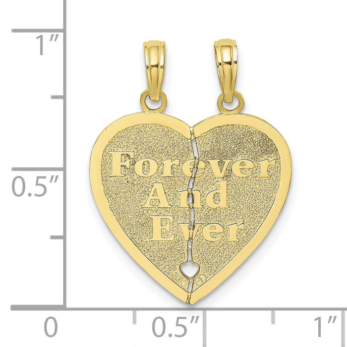 Million Charms 10K Yellow Gold Themed Forever, Ever 2 Piece Break-A-Part Heart Charm