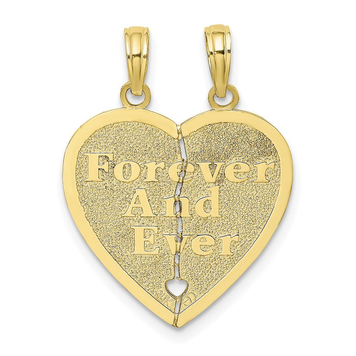 Million Charms 10K Yellow Gold Themed Forever, Ever 2 Piece Break-A-Part Heart Charm