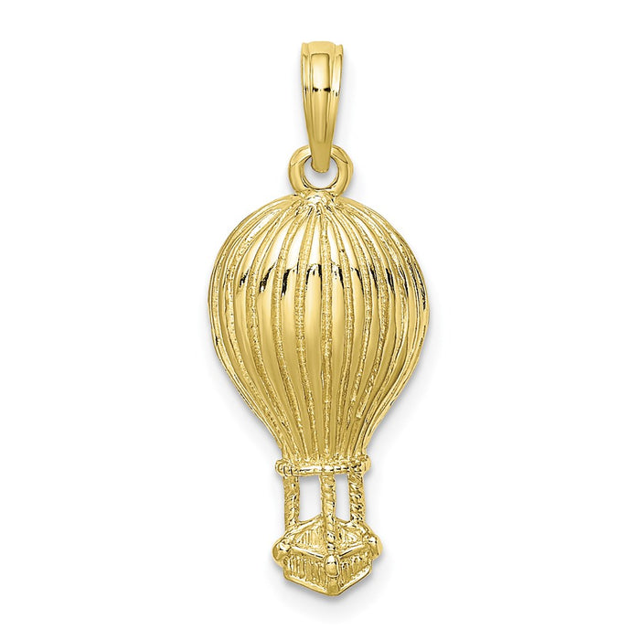 Million Charms 10K Yellow Gold Themed Polished Hot Air Ballon Charm