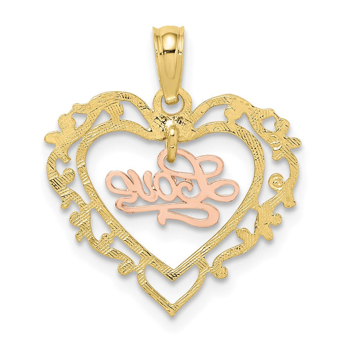 Million Charms 10K Yellow & Rose Gold Themed Love In Heart Charm