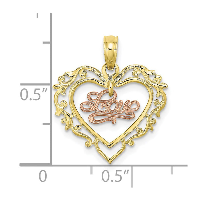 Million Charms 10K Yellow & Rose Gold Themed Love In Heart Charm