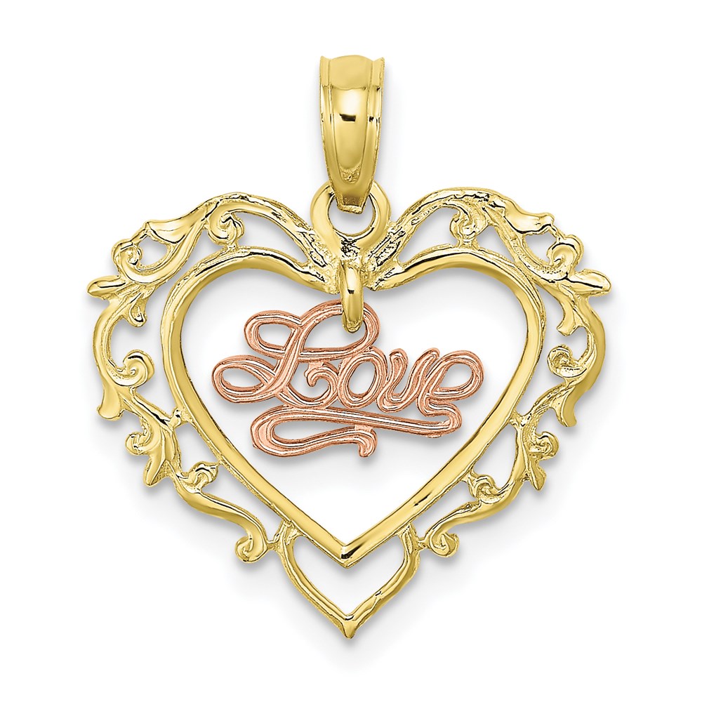 Million Charms 10K Yellow & Rose Gold Themed Love In Heart Charm