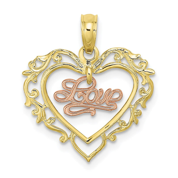 Million Charms 10K Yellow & Rose Gold Themed Love In Heart Charm