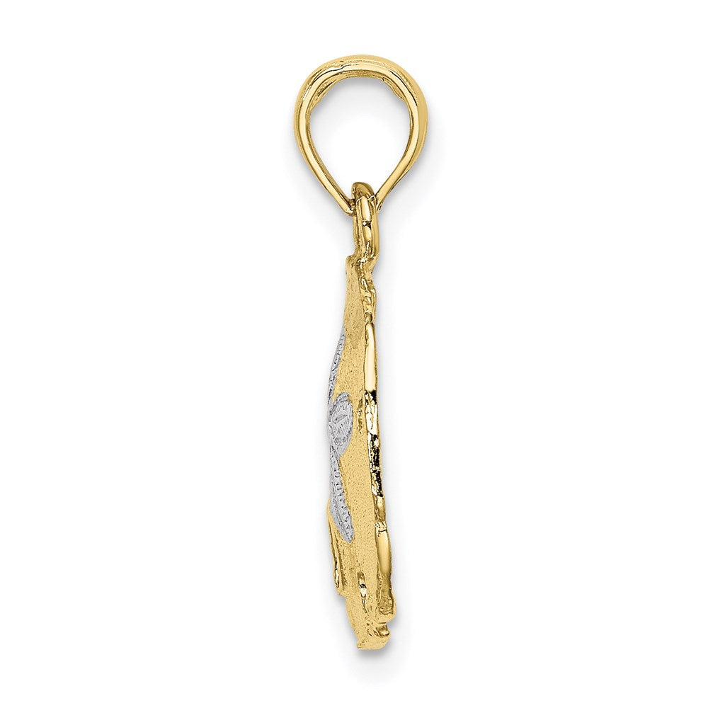 Million Charms 10K Yellow Gold Themed With Rhodium-Plated & Polished Sand Dollar Charm