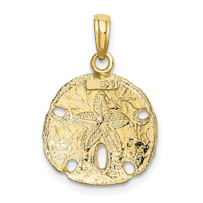 Million Charms 10K Yellow Gold Themed With Rhodium-Plated & Polished Sand Dollar Charm