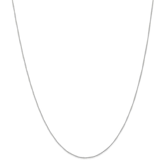 Million Charms 10k White Gold, Necklace Chain, .5 mm Carded Curb Chain, Chain Length: 24 inches