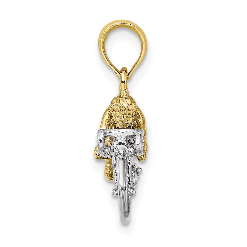 Million Charms 10K With Rhodium-plated 3-D Bicycle With Rider Charm