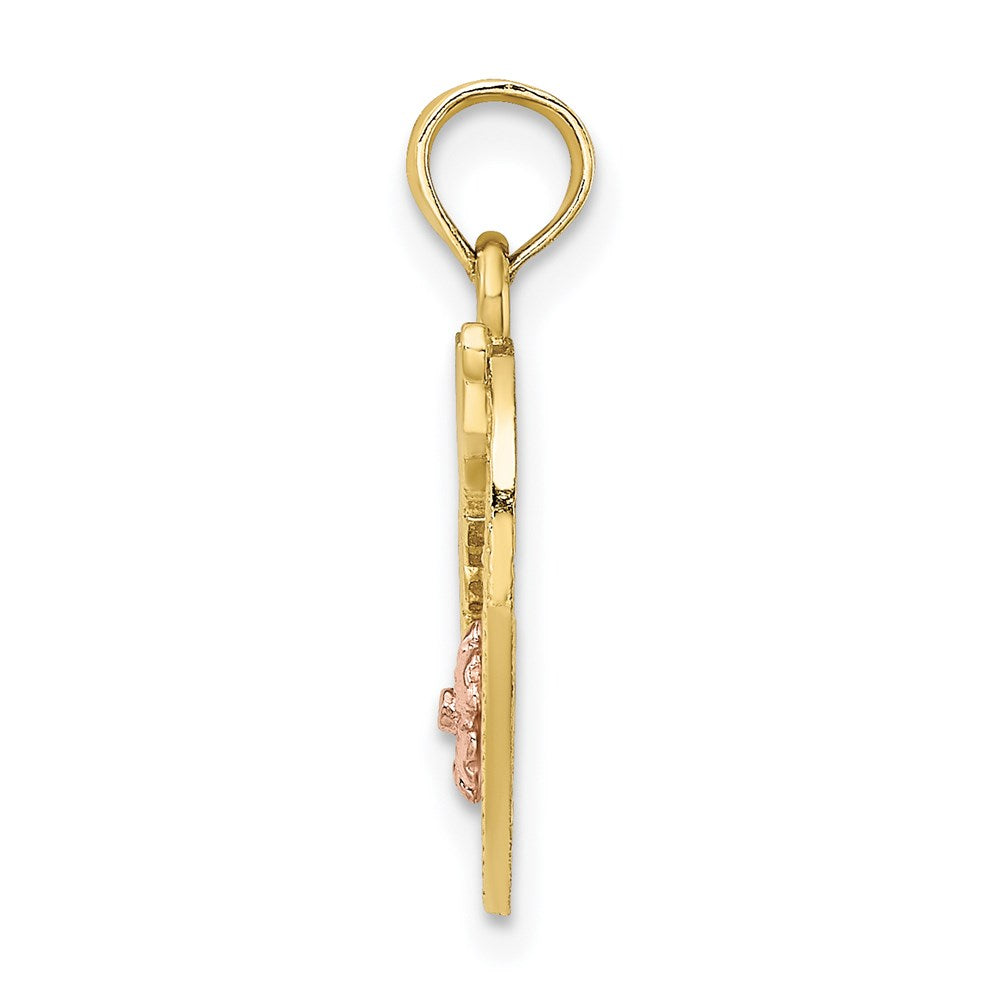 Million Charms 10K Yellow & Rose Gold Themed With Rhodium-Plated #1 Mother Heart & Flower Charm