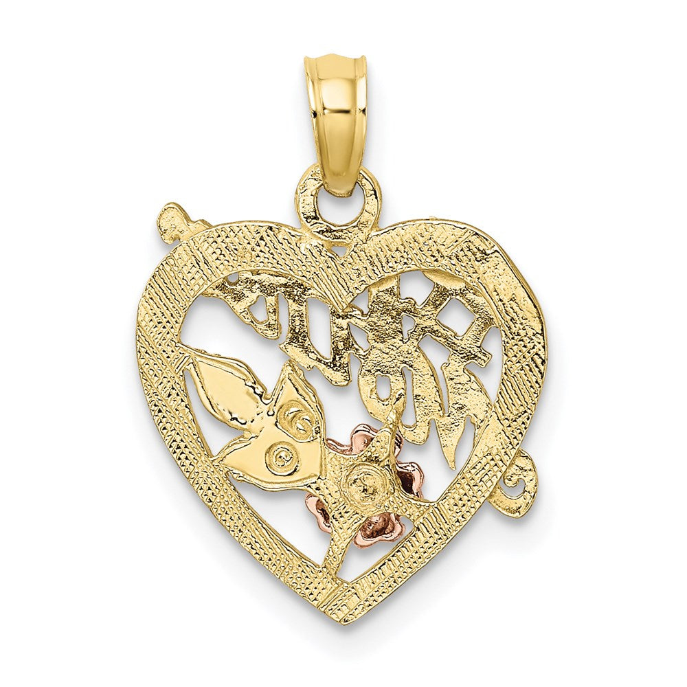 Million Charms 10K Yellow & Rose Gold Themed With Rhodium-Plated #1 Mother Heart & Flower Charm