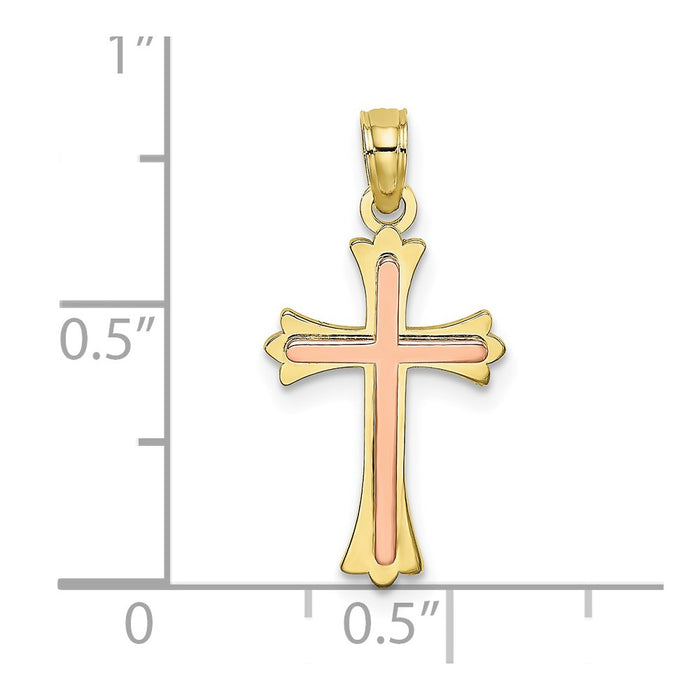 Million Charms 10K Two-Tone Relgious Cross Charm