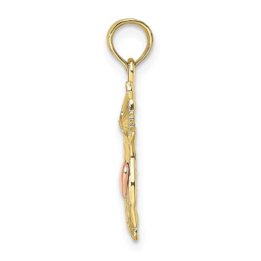 Million Charms 10K Two-Tone Cat With Heart Charm