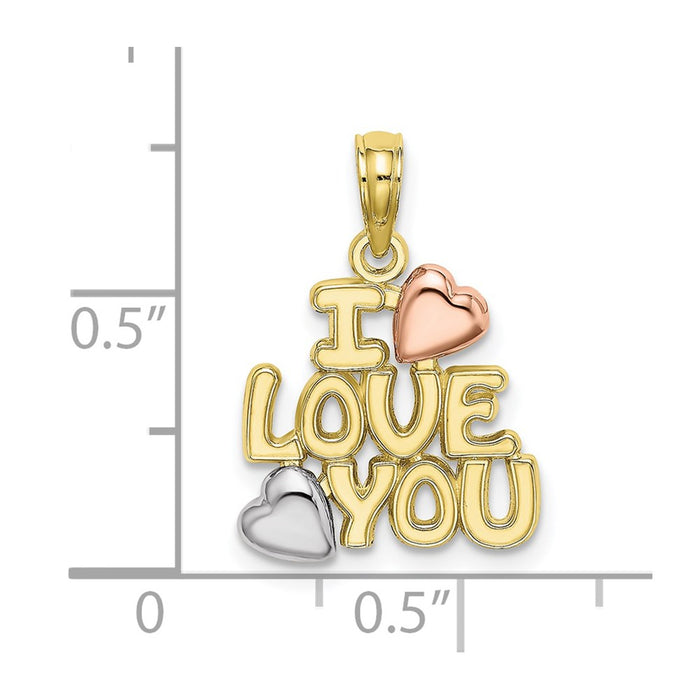 Million Charms 10K Yellow & Rose Gold Themed With Rhodium-plated I Love You With Hearts Charm