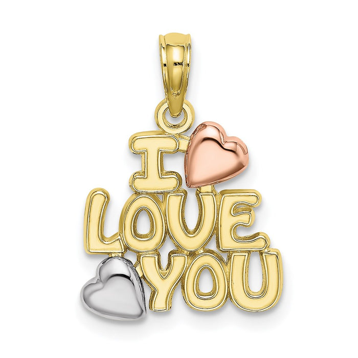 Million Charms 10K Yellow & Rose Gold Themed With Rhodium-plated I Love You With Hearts Charm