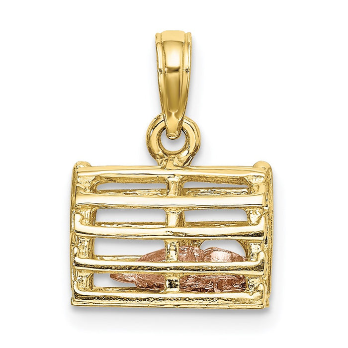 Million Charms 10K Rose & Yellow Gold Themed Lobster Trap With Moveable Lobster Pendant