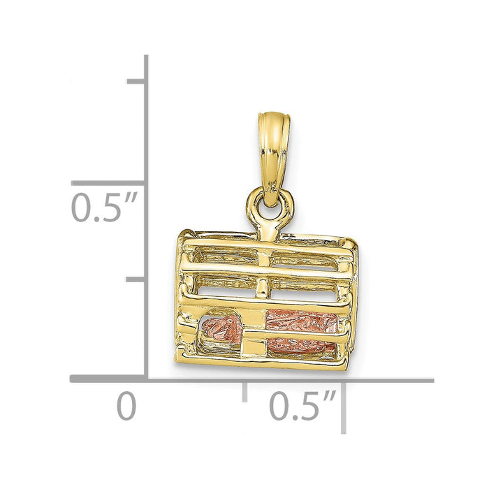 Million Charms 10K Rose & Yellow Gold Themed Lobster Trap With Moveable Lobster Pendant