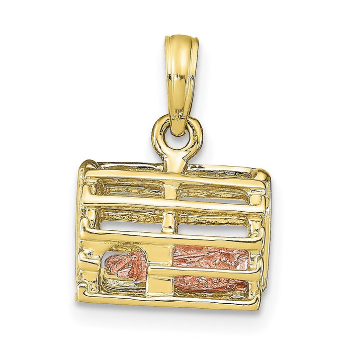 Million Charms 10K Rose & Yellow Gold Themed Lobster Trap With Moveable Lobster Pendant