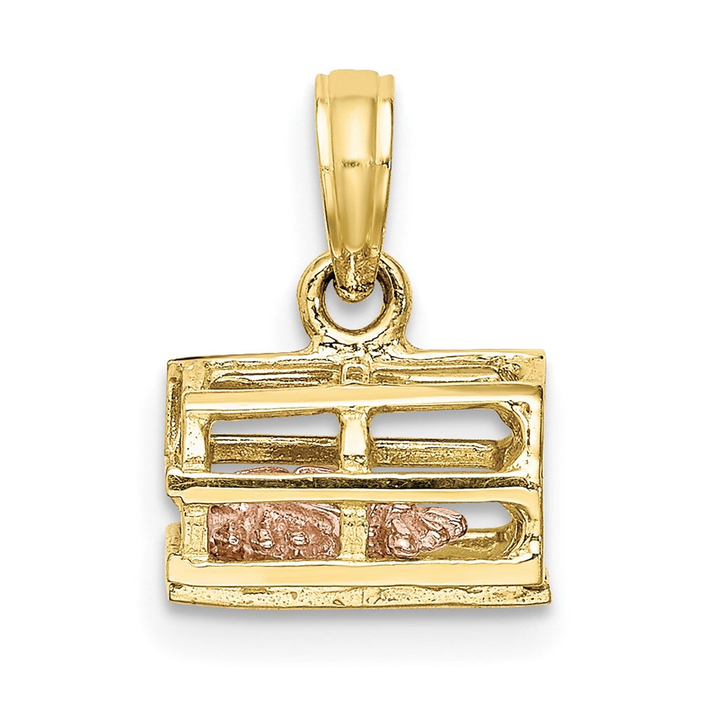 Million Charms 10K Rose & Yellow Gold Themed Lobster Trap With Moveable Lobster Pendant