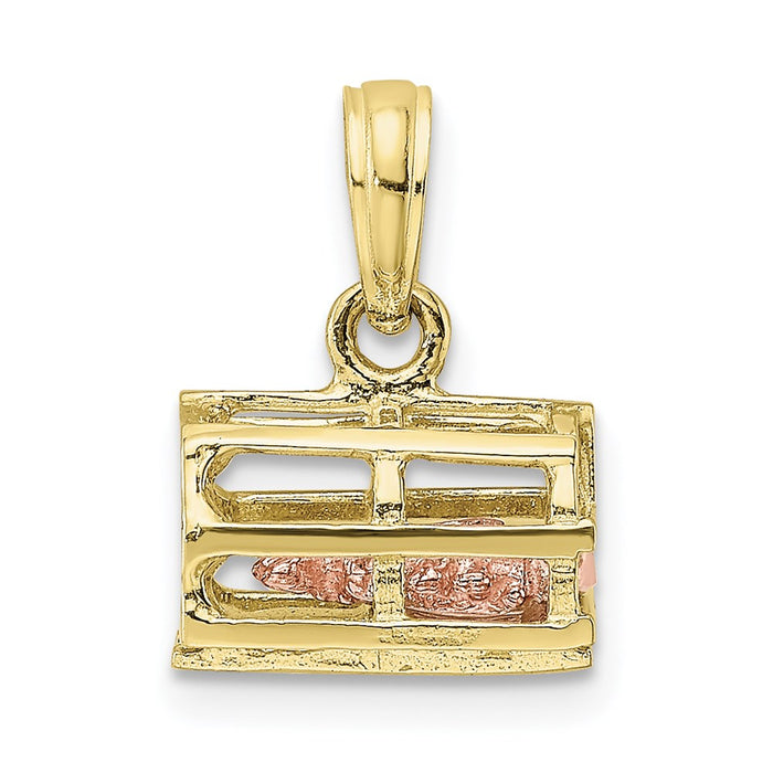 Million Charms 10K Rose & Yellow Gold Themed Lobster Trap With Moveable Lobster Pendant
