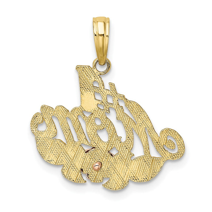 Million Charms 10K Yellow & Rose Gold Themed With Rhodium-Plated #1 Mom With Flower Charm