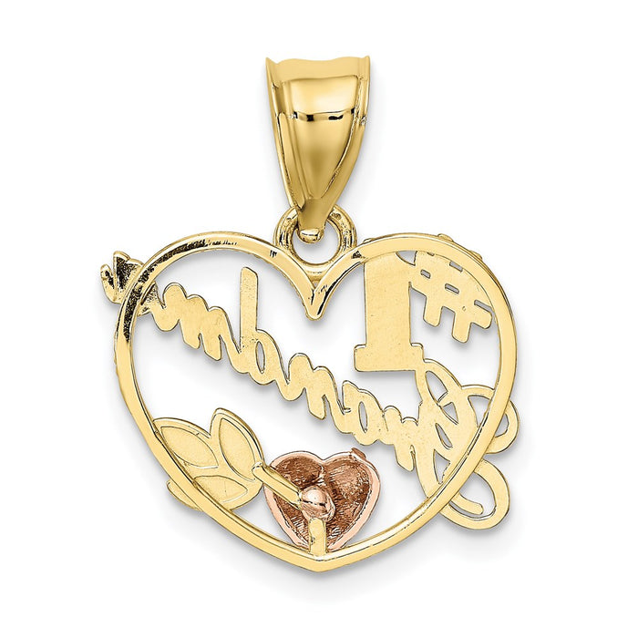 Million Charms 10K Two-Tone #1 Grandma In Heart Frame Charm