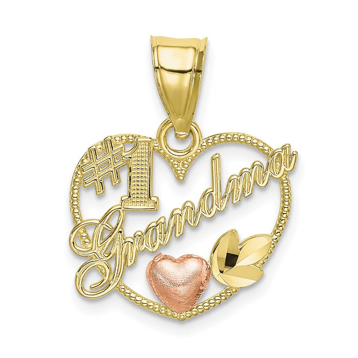 Million Charms 10K Two-Tone #1 Grandma In Heart Frame Charm