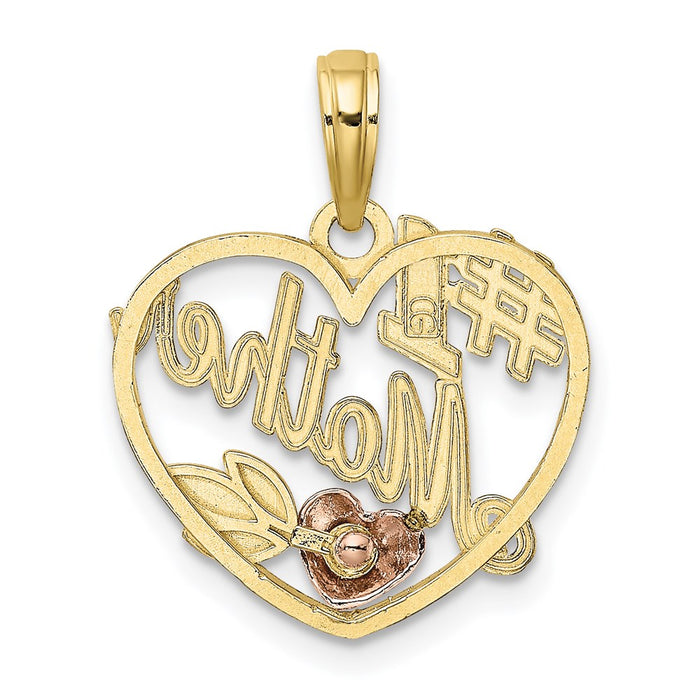 Million Charms 10K Two-Tone Heart With #1 Mother Charm