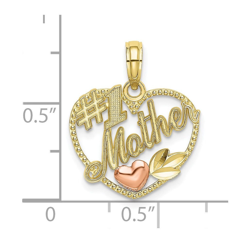 Million Charms 10K Two-Tone Heart With #1 Mother Charm