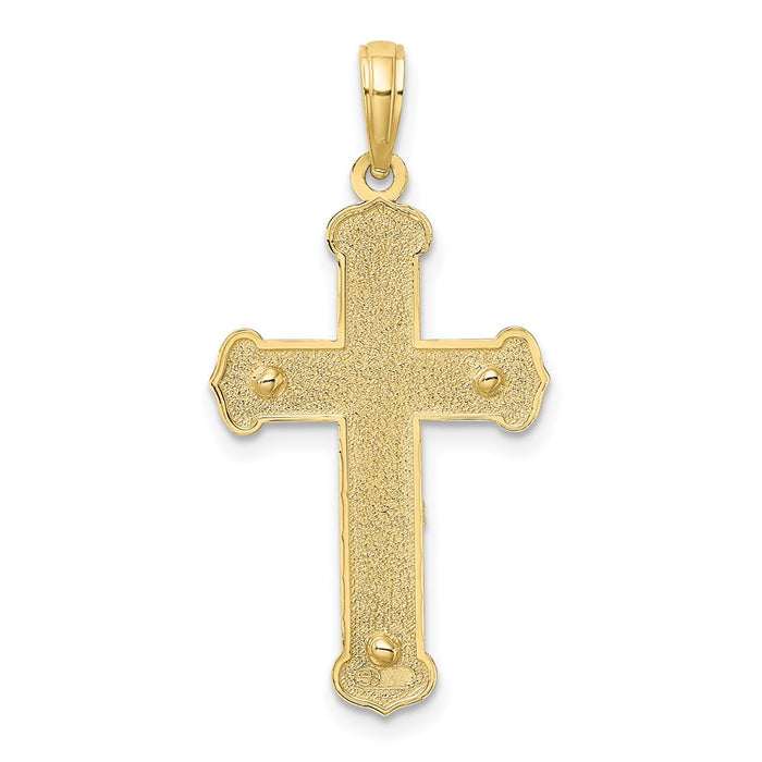 Million Charms 10K With Rhodium-Plated Engraved Relgious Crucifix Charm